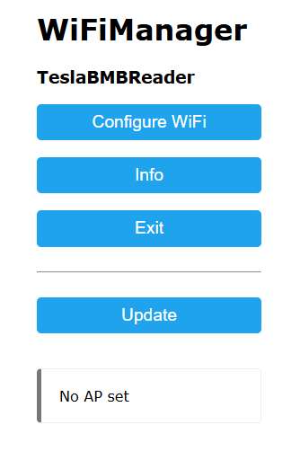 Меню WiFiManager с кнопкой Configure WiFi